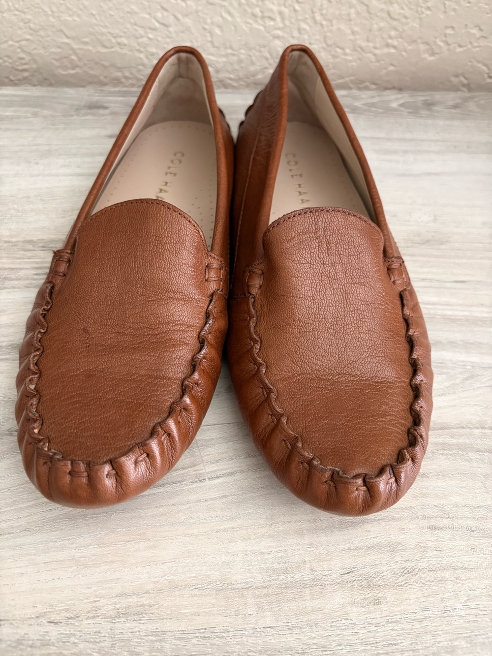 Cole Haan Tan Leather Slip-On Moccasin Loafers